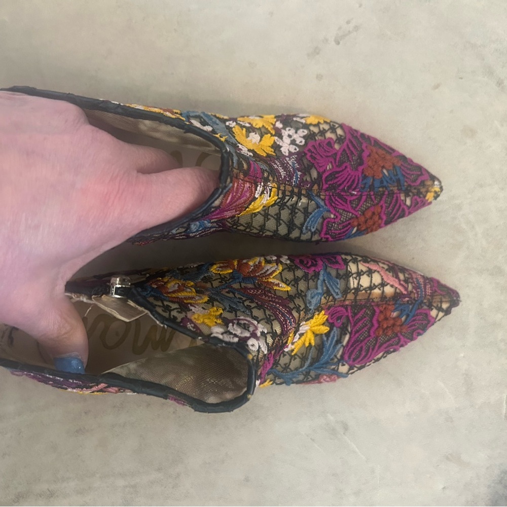 Sam Edelman Embroidered Floral Mesh Ankle Boots - Multicolor - Picture 3 of 5